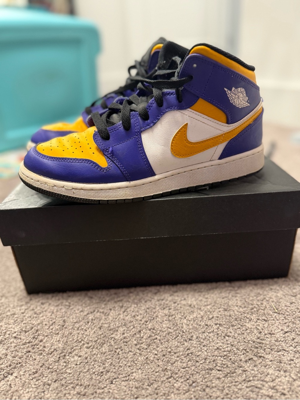 Nike Mid-Top Sneakers in Purple, Gold & White